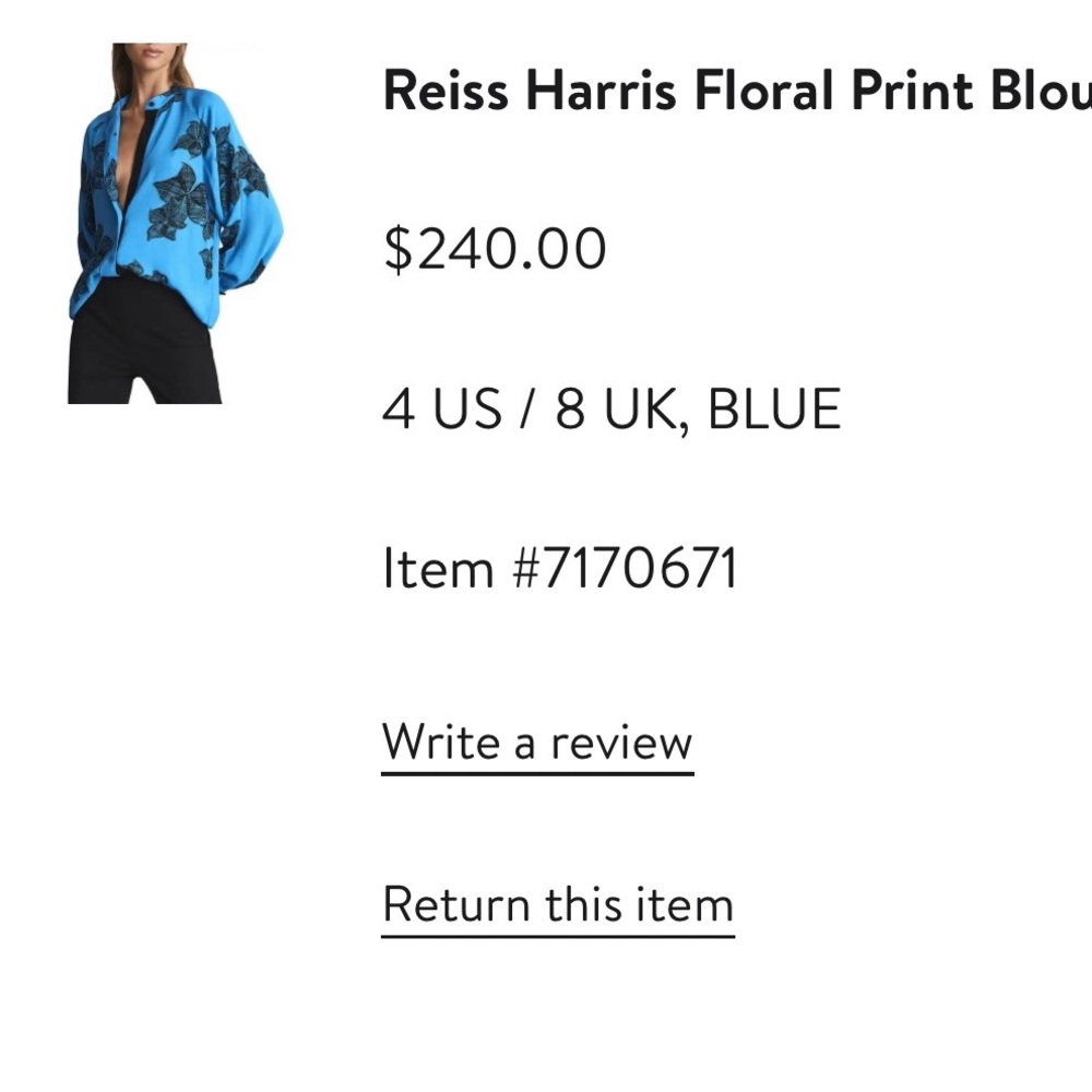 Reiss Vibrant Blue Floral Blouse